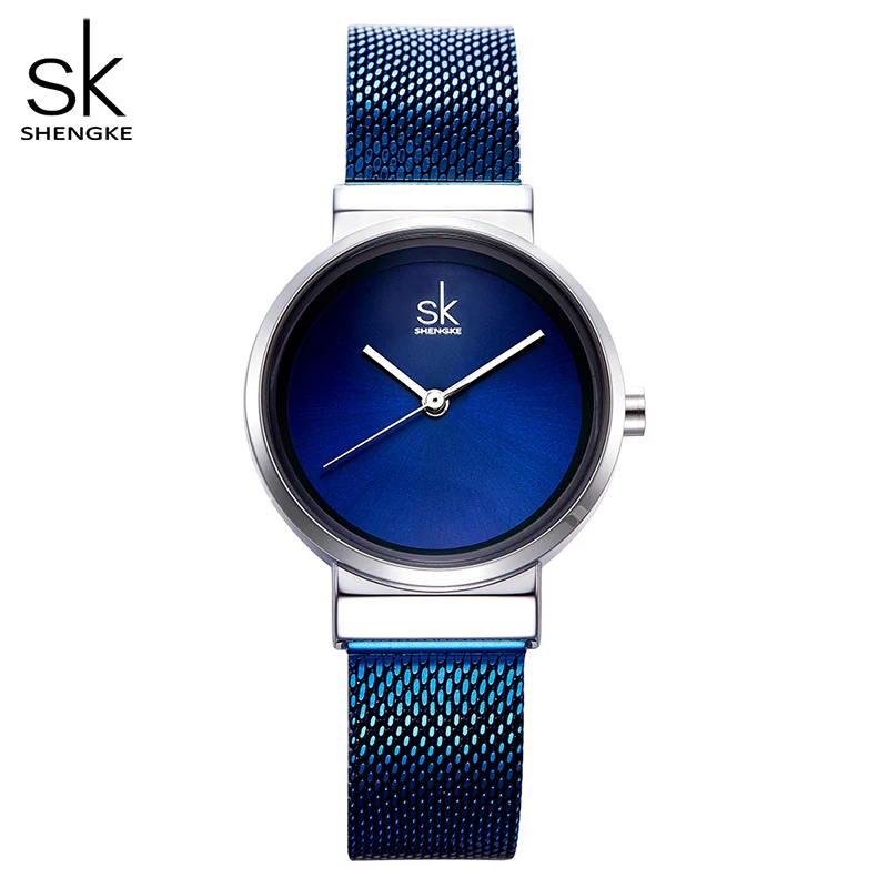 

Shengke Elegant Fashion Quartz Watch Woman Simple Navy Blue Waterproof Dress Stainless Steel Wristwatch Relogio Feminino K0083