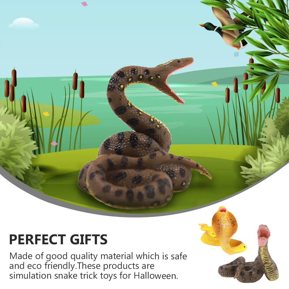 

2Pcs Lifelike Python Cobra Model Toys Realistic Fake Snakes PVC Horrible Snake Toys Halloween Garden Decor Props Accessories