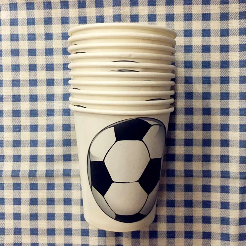 10pcs paper cups Футбол посуда наборы Вечерние торжества детское украшение принадлежности салфетки флаги скатерть чашка бумажная тарелка день рождения - Цвет: 10pcs paper cups
