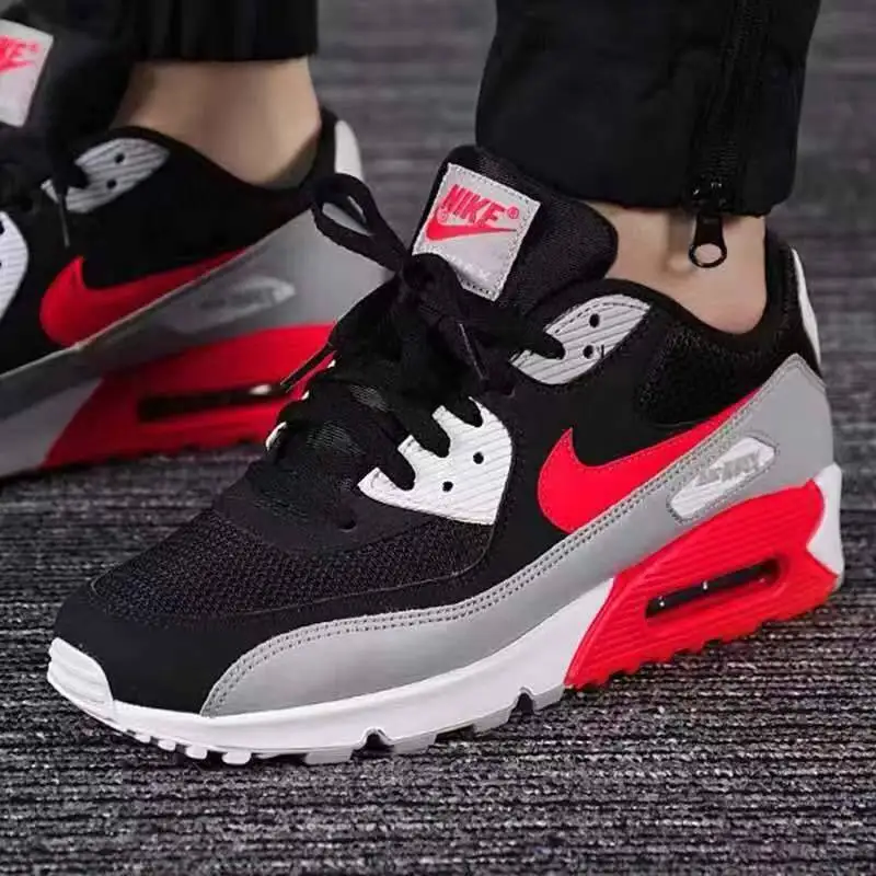 

NIKE Air Max 90 running shoes comfortable sneakers unisex breathable shock absorption White Red gray Black 36-45