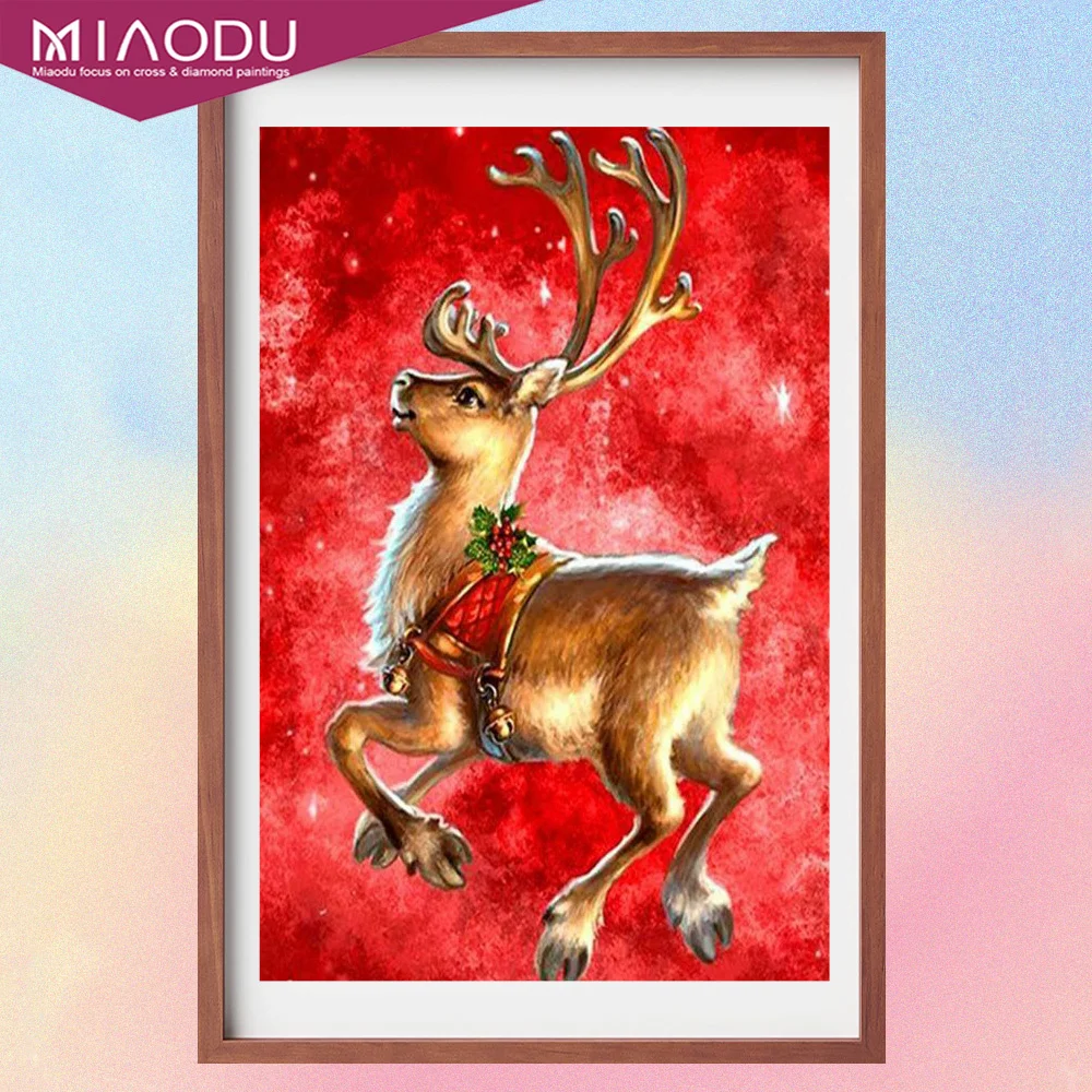 

Red Christmas Elk 5D Diamond Painting Cross Stitch Kits Embroidery Handmade Art Mosaic Full Drill Christmas Home Decor Gifts