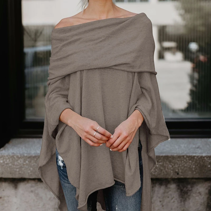 

New Sexy T-Shirts For Ladies Long Sleeve Autumn Shirt Irregular All Match Pullovers Casual Loose Ladies'S T-Shirt