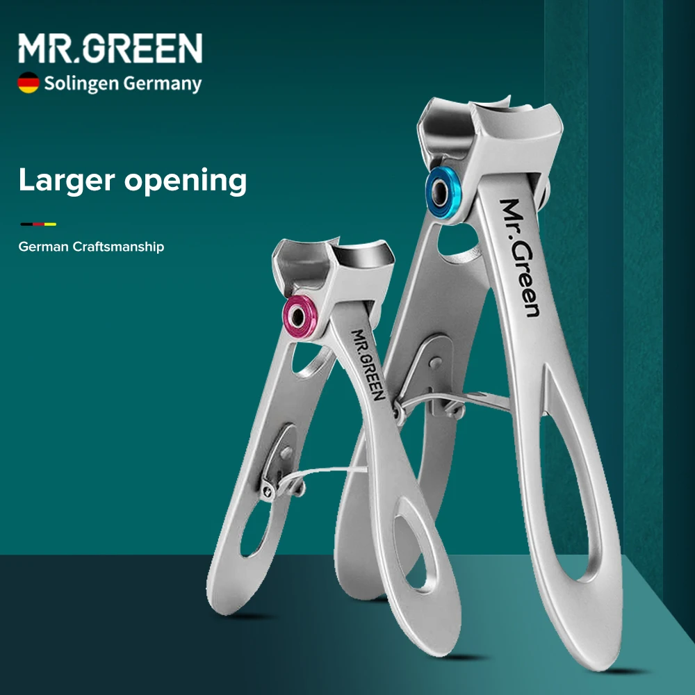 

MR.GREEN Nail Clippers Set Stainless Steel Wide Jaw Opening Manicure Fingernail Cutter Thick Hard Ingrown Toenail Scissors 2Pcs