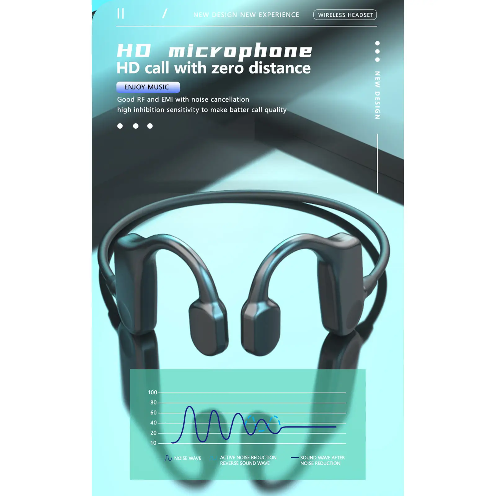 

Open Ear Bluetooth Headset with Conduction Running Earphones Touch