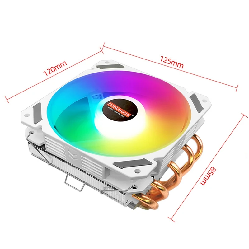 

COOLMOON T500 CPU Radiator 12cm Silent Fan 5 Copper Tube PWM Temperature Control ARGB Desktop Computer CPU Radiator