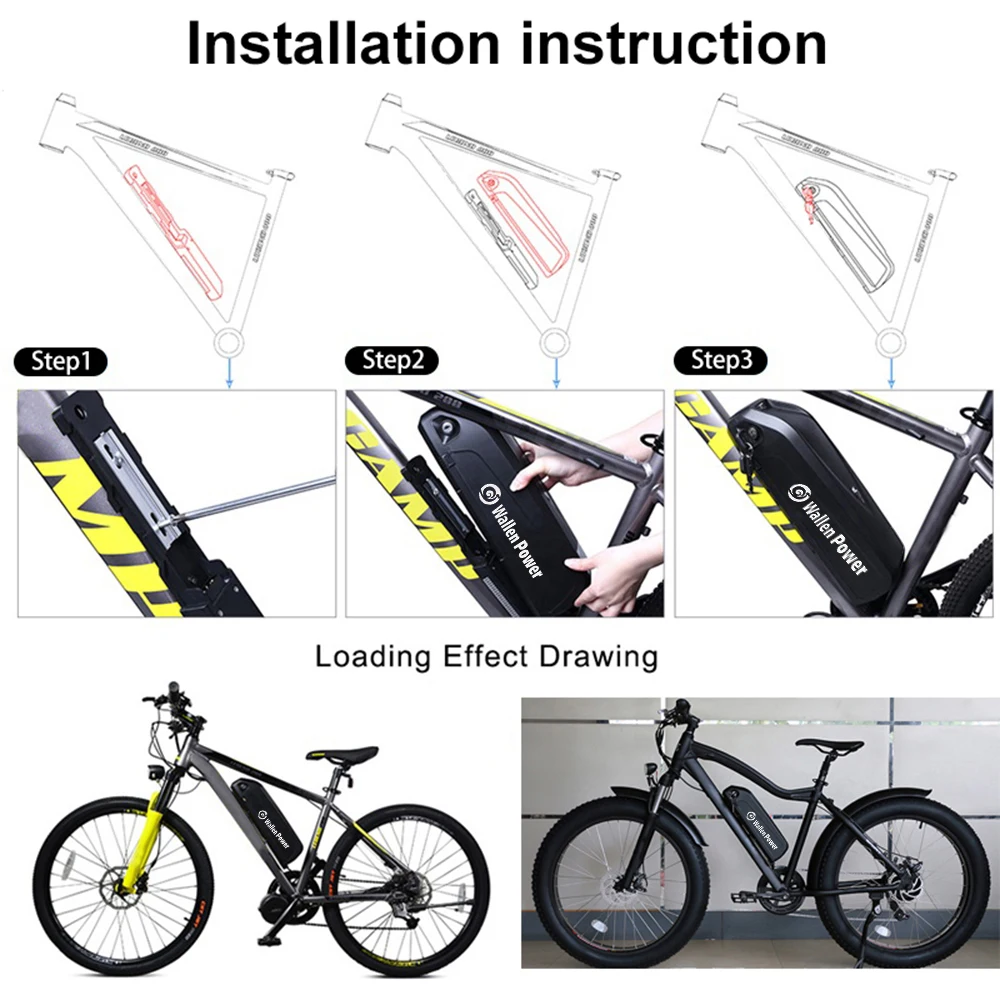 

E bike Battery 18650 Lithium 48V Battery Powerful Electric Bike 52Volt 13AH Batteries for bafang BBSHD BBS01 motor 1000W 500W