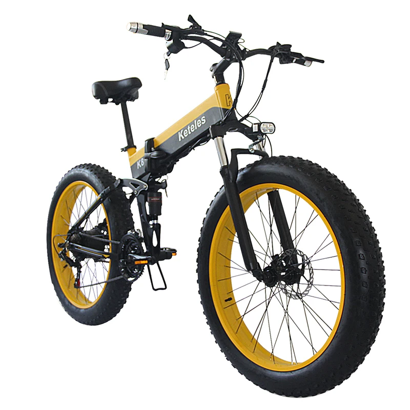 Preise Keteles K8 Gelb Erwachsene Elektrische Bike 26 Zoll Rad 800W 48V 15AH Aluminium Legierung Rahmen Stadt E-bike Faltbare Berg Fett Fahrrad