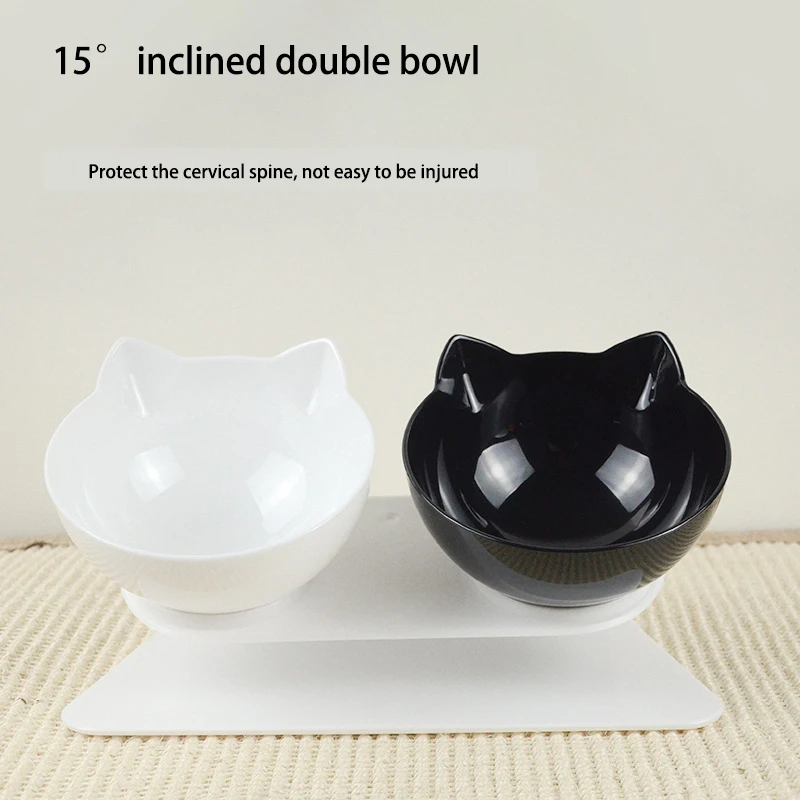 

Cat bowl 15°inclined elevated cat bowl dog bowl pet double bowl protection cervical spine cat food utensils pet Cat feeder