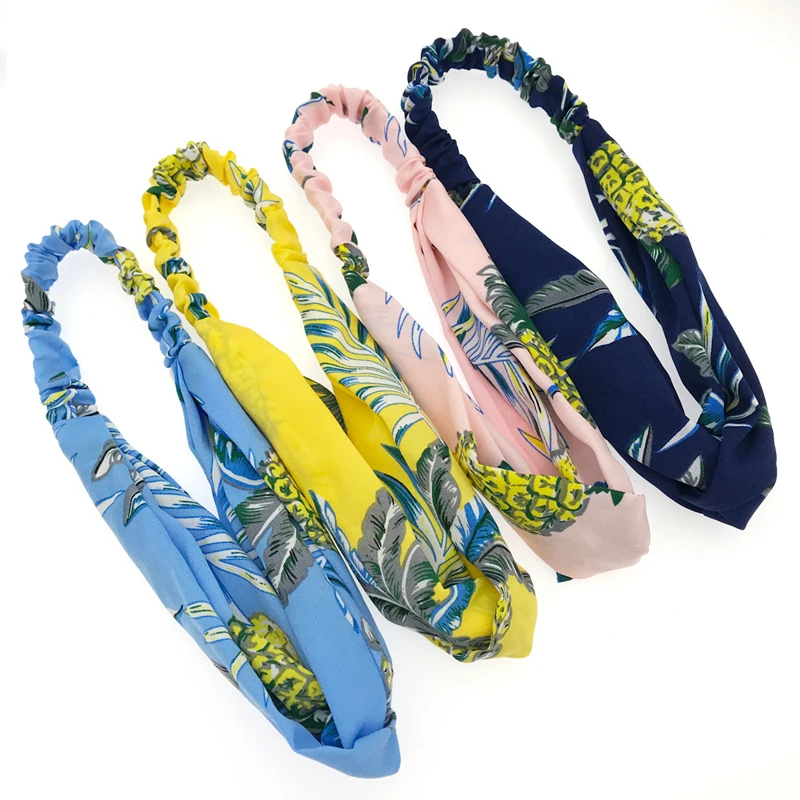 Women Retro Style Hairband Flower Printed Turban Cross Knot Headband Bandage Bandanas Ladies Hair Accessories |