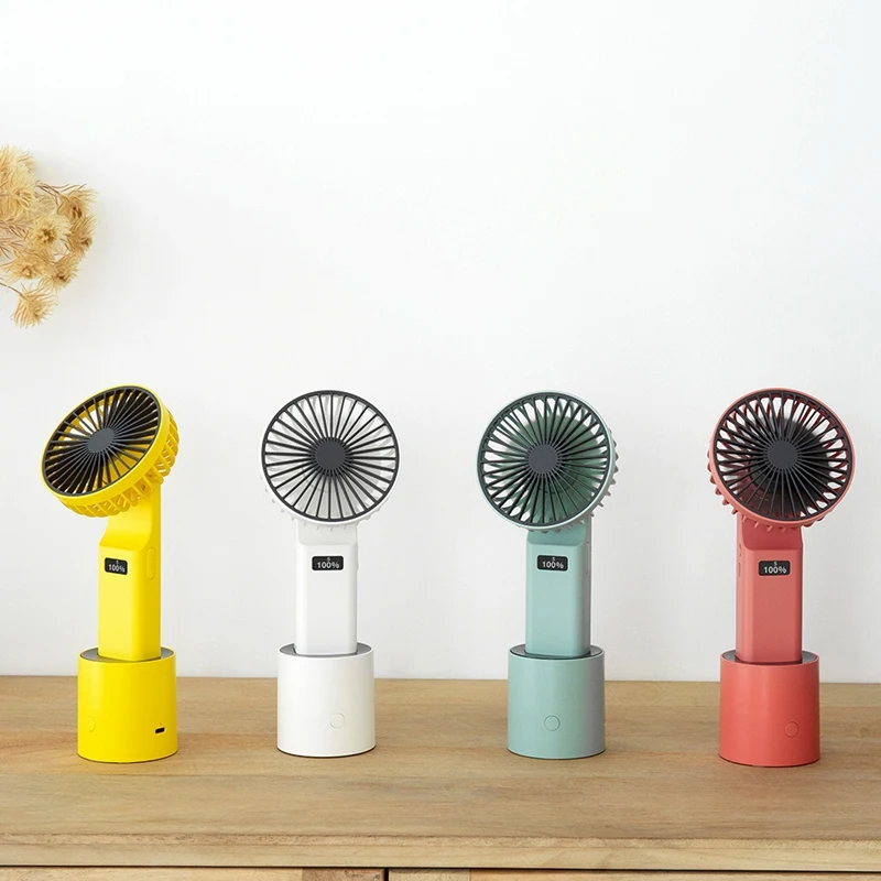 

Digital Display Shake Head Handheld Fan with 5 Gear & Power Five-Gear