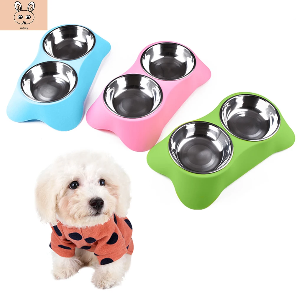 Миски для питомцев из нержавеющей стали корм щенков кормушка воды милые домашние