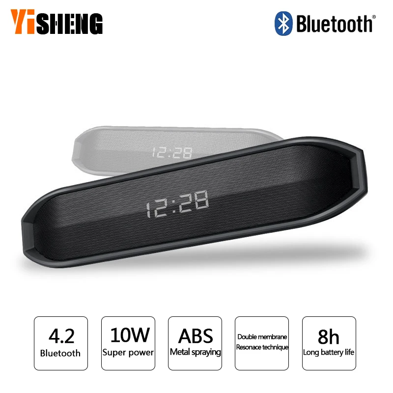 Portable Clock Function Wireless Bluetooth Soundbar BT Speaker Dual Channel Multi-function Voice Hands-free Call FM TF card
