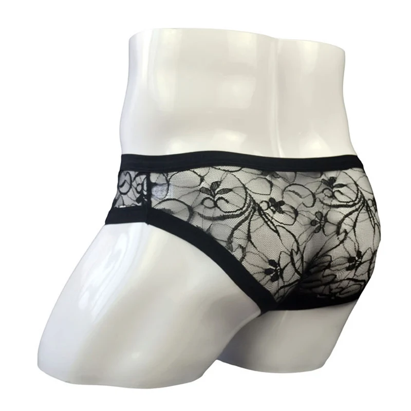 Трусы брифы мужские кружевные сетчатые пикантное нижнее белье прозрачные