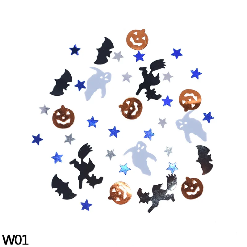W01 pumpkin ghost 15 г Черный бар кошка паук звезда волшебник череп оранжевая тыква счастливый Конфетти Для Хэллоуина настольные товары категории «конфети» украшение на Хэллоуин - Цвет: W01 pumpkin ghost