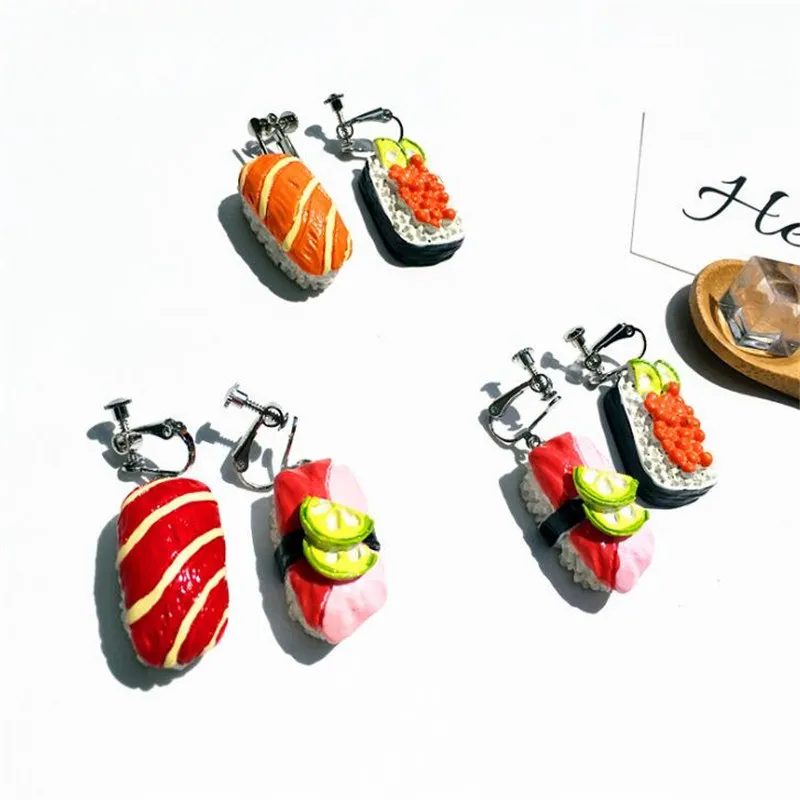 1 пара DIY Забавные ручной работы еда суши очаровывает серьги для женщин Висячие