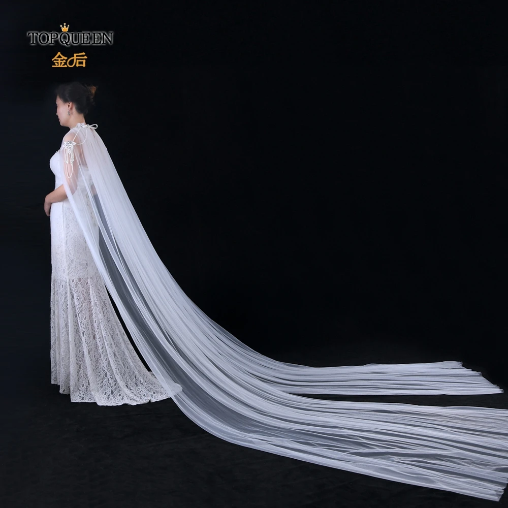 

TOPQUEEN G03T Meaningful Womens Wedding Bridal Capes Soft Swiss Yarn Dress Cape Fashion Long Cloak Wraps Bolero Chapel Train