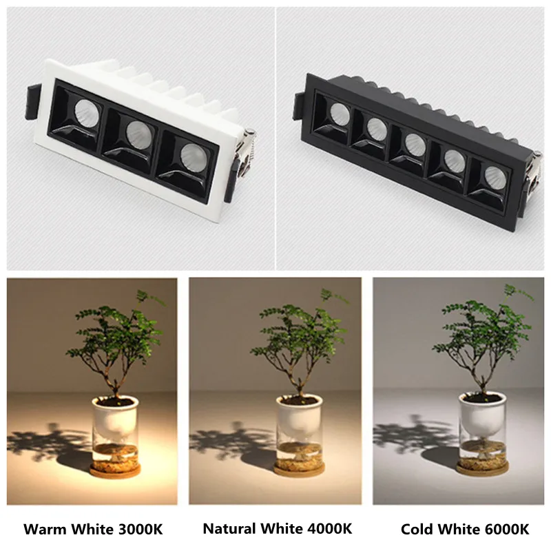 Dimmable LED Downlight Grille lamp Spot Light Indoor2W/4W/6W/10W/20W/30W Recessed Strip CREE COB ceiling Indoor Lighting | Освещение