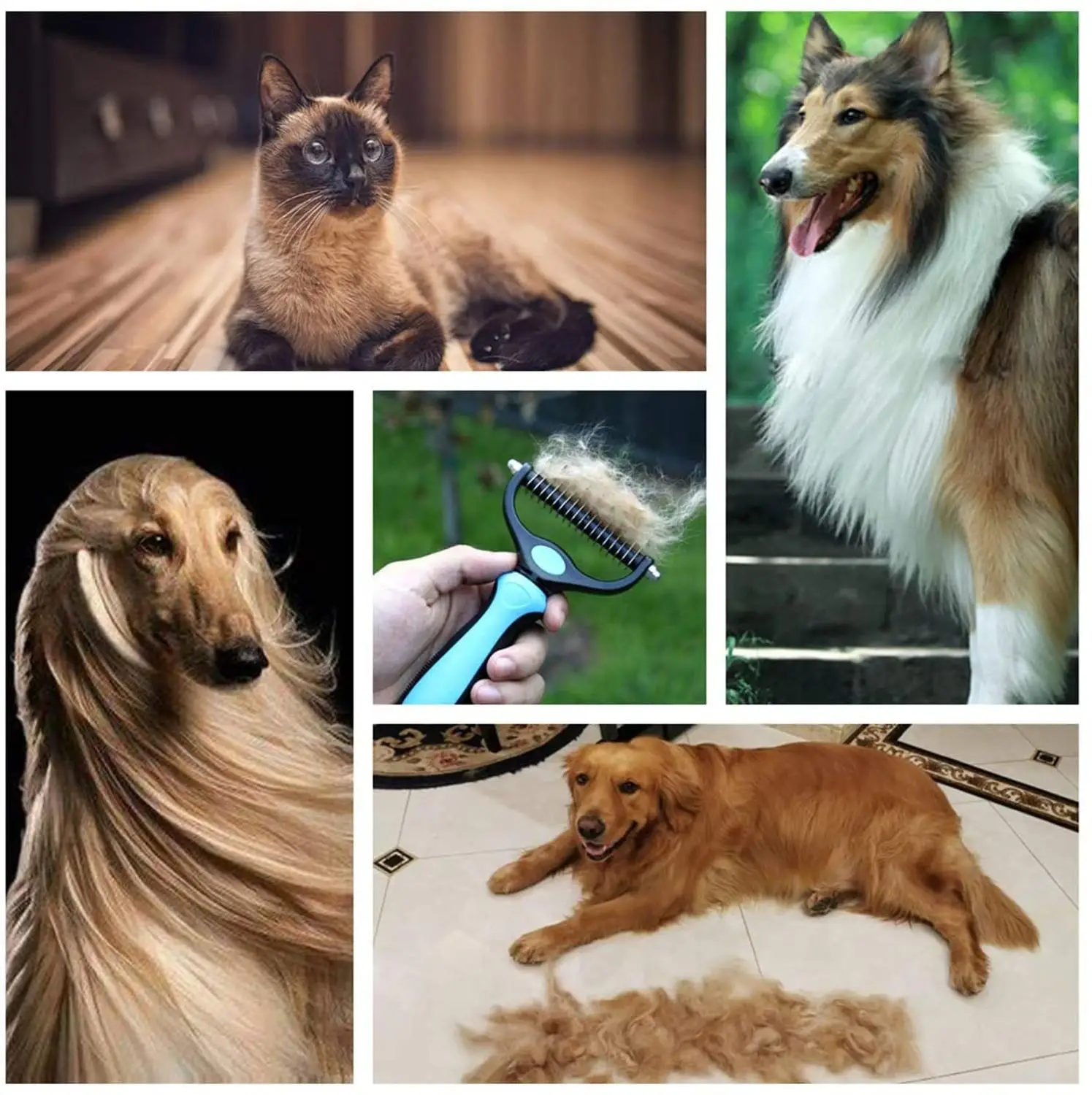 Щетка для груминга домашних питомцев двусторонняя расческа вычесывания собак и