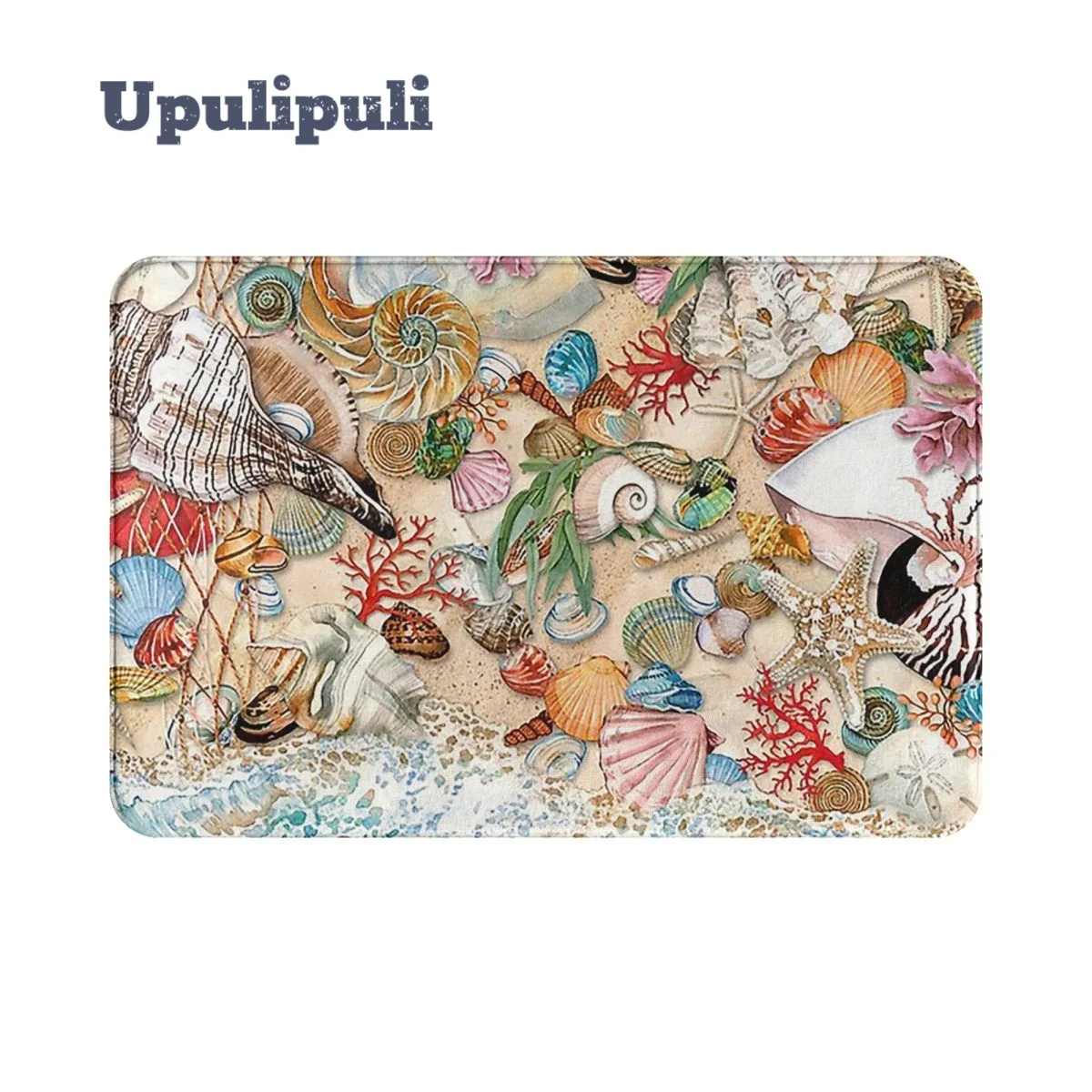 

Фланелевый коврик с рисунком ракушек на берегу, Нескользящий Впитывающий Коврик для пола, кухни, коврики для ванны и душа, высокое качество