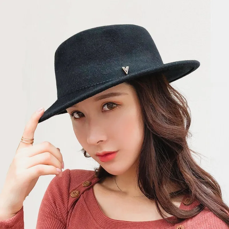 100% шерсть новая шерстяная шляпа гладкая для женщин фетровая мягкая с широкими