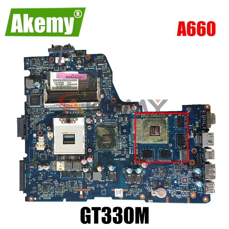 

AKEMY LA-6062P K000104430 K000112450 для Toshiba Satellite A660 A665 Материнская плата ноутбука 3D версия GT330M GPU Бесплатная ЦП