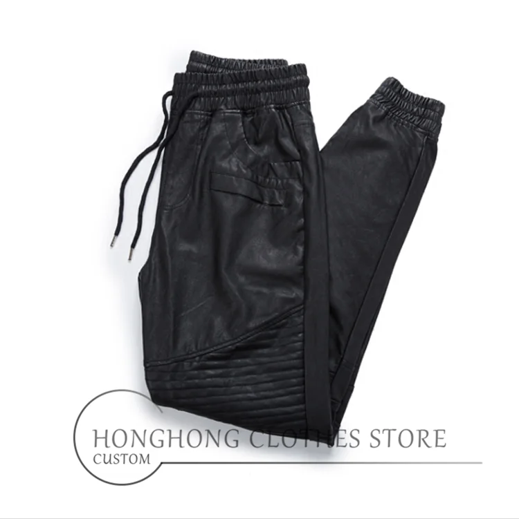 

S-5XL!Large leather trousers for men! 2020! Men's leather pants motorcycle biker leggings slim pants Haren pants