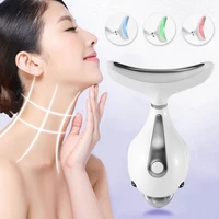 3 colors led face massager led photontherapy anti aging tighten wrinkle removal double chin face lifting device ems facial