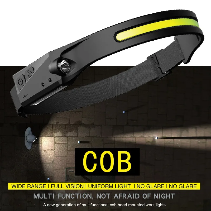 

New Induction Headlamp COB LED Head Lamp USB Rechargeable Waterproof Flashlight for running camping fishing Cycling Headlight