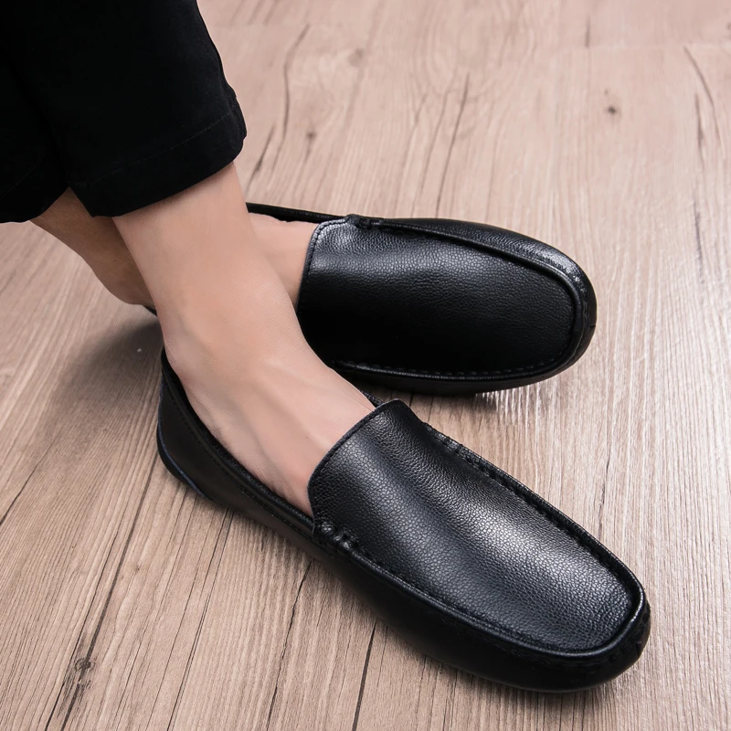 Мужские мокасины из натуральной кожи повседневные лоферы слипоны дышащие в