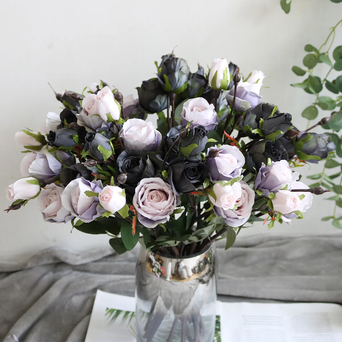 Имитация розы 3 головы в европейском стиле маленькая пасторальная хипстерская