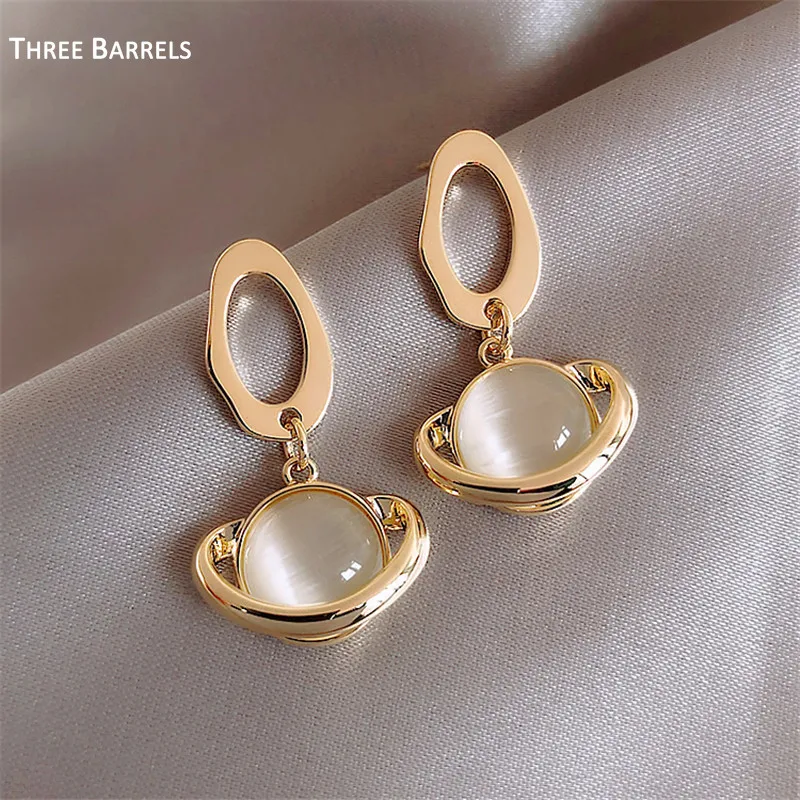

Fashion Planet Drop Earrings for Women Girl Korean Trendy Saturn Earrings Vintage Gold Color Stud Earring Elegant Female Jewelry