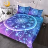 BlessLiving Zodiac Bedding Set Lotus Mandala 3pcs Bling Glitter Galaxy Burgundy Bedclothes Astrology Hippie Duvet Cover 1