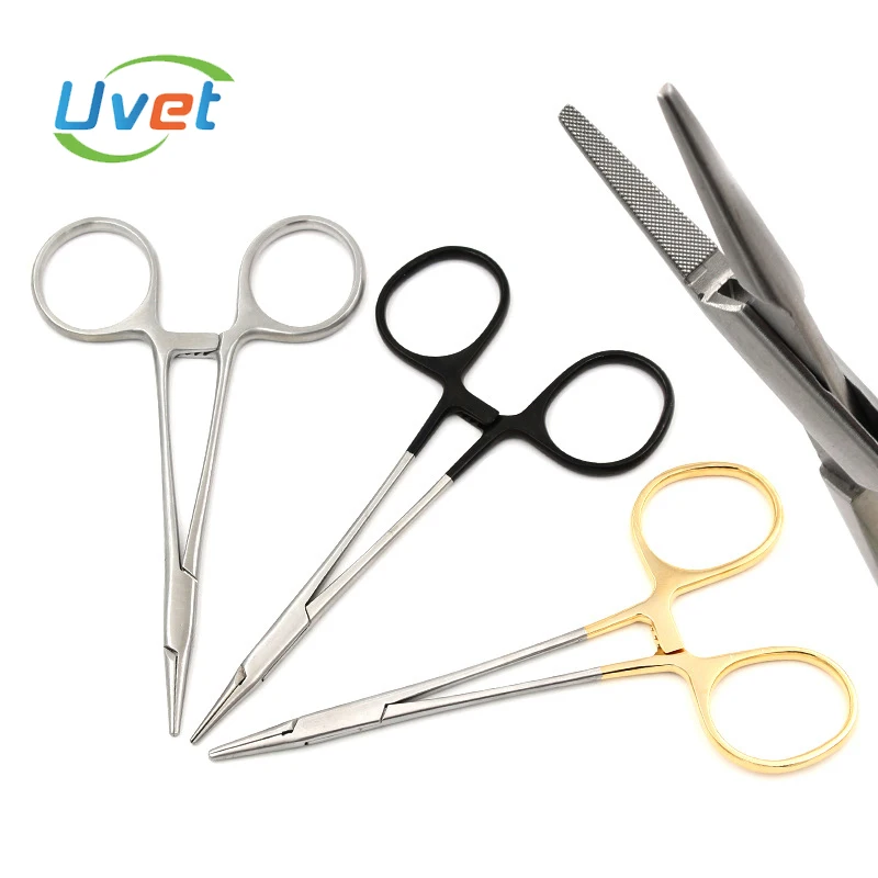 Medical needle holder ophthalmic operation tool 12.5cm black gold handle stainless steel plastic | Дом и сад