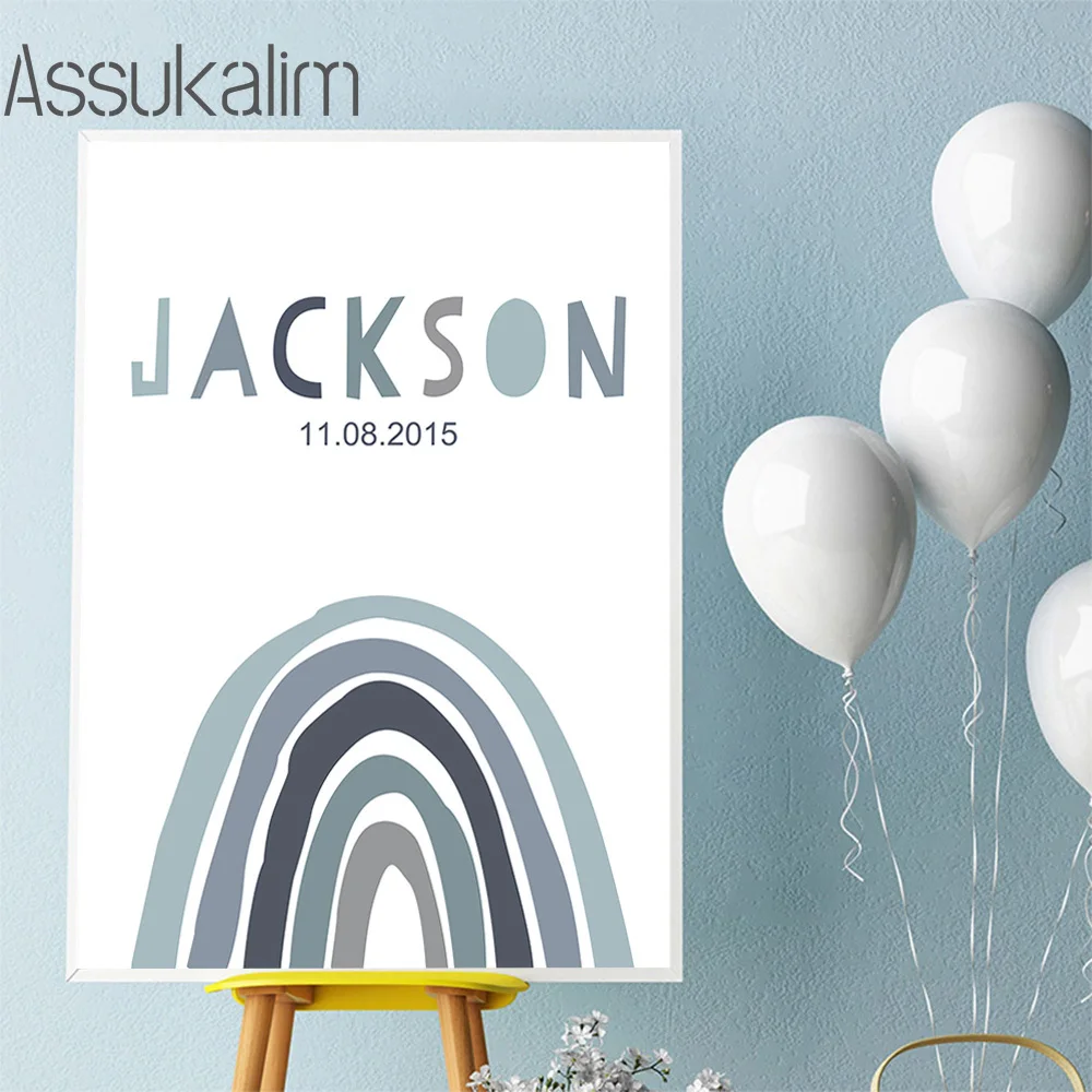 АБС-алфавит Художественная печать имени на заказ дата рождения радужная