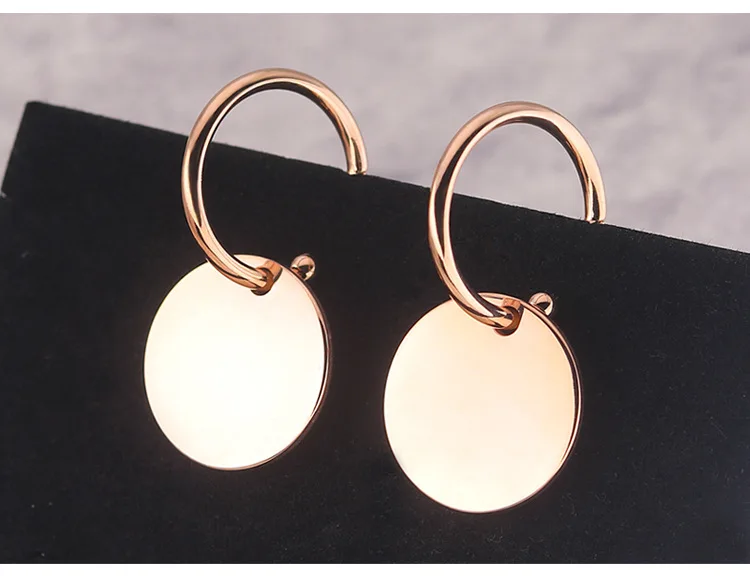 Fashion Women Punk Hoop Pendientes Color Rose Gold Black Stainless Steel Wire Round Circle Huggie Earrings Brincos Jewelry | Украшения и