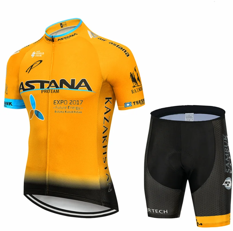 Cycling suit Команда Астана белая веломайка велосипед Джерси Ropa велосипед для мужчин лето Pro велосипедные майки Велоспорт гелиевая Подушка шорты - Цвет: Cycling suit