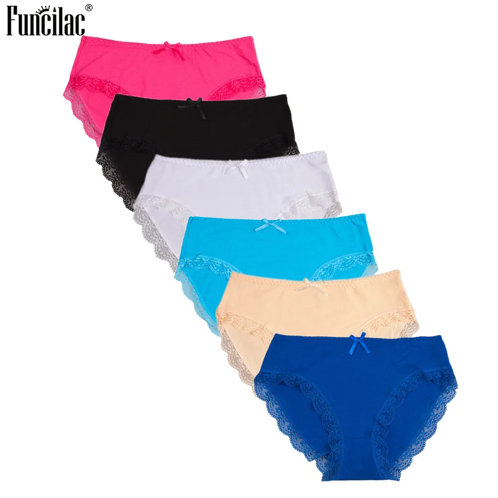 FUNCILAC женские сексуальные кружевные хлопковые трусы нижнее белье мягкие со