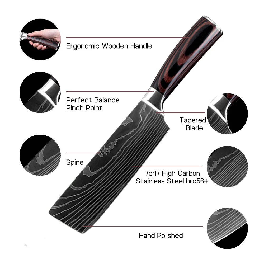 Новый стиль 7 ''японский нож шеф повара Santoku из нержавеющей стали имитация