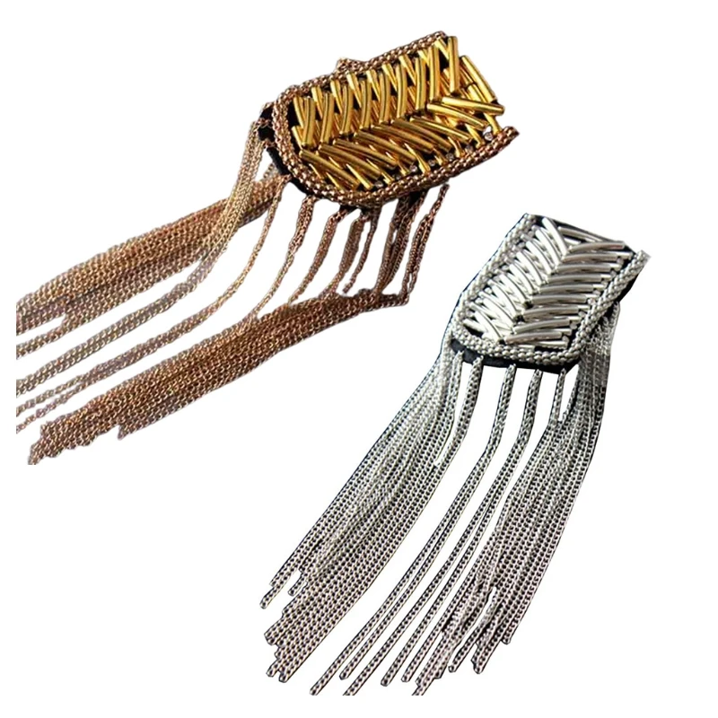 

2022 New Performance Dress Accessories Metal Fringed Epaulettes Cloth Stickers for Women