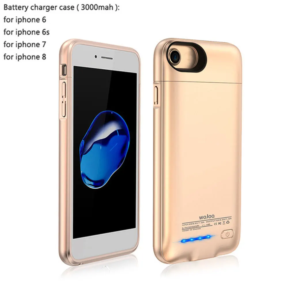 Чехол для зарядного устройства для iPhone 6, 6s, 7, 8 Plus, внешний аккумулятор, чехол, ультра тонкий внешний аккумулятор, чехол для зарядки iP6, 3000/4200 мА/ч - Цвет: Gold for 6 6s 7 8