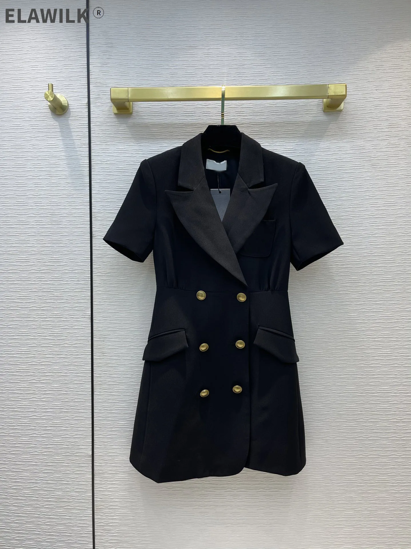 

Красивое женское платье с высокой талией, летнее однотонное платье с отложным воротником и двойным рядом пуговиц, роскошные брендовые прит...