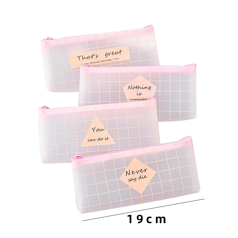 

1 Pcs Kawaii Pencil Case Plaid Pencil Box Pencilcase Transparent Pencil Bag School Supplies Stationery Student Gift K1579 H