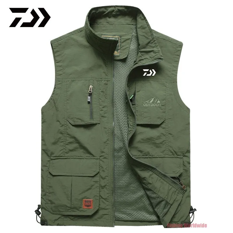 

Outdoor Sport Men's DAIWA Fishig Vest Multi-pockets Jackets Sleeveless Male Summer Fishing Military Man's Tourism Drift Vests