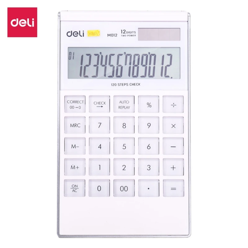 

Deli Desktop Calculator Simple Office Battery Light Energy 12-digit Widescreen Automatic Shutdown Calculator