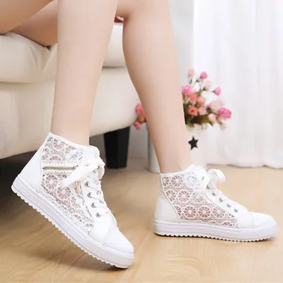 Женская обувь летняя повседневная парусиновая с вырезами дышащая на плоской