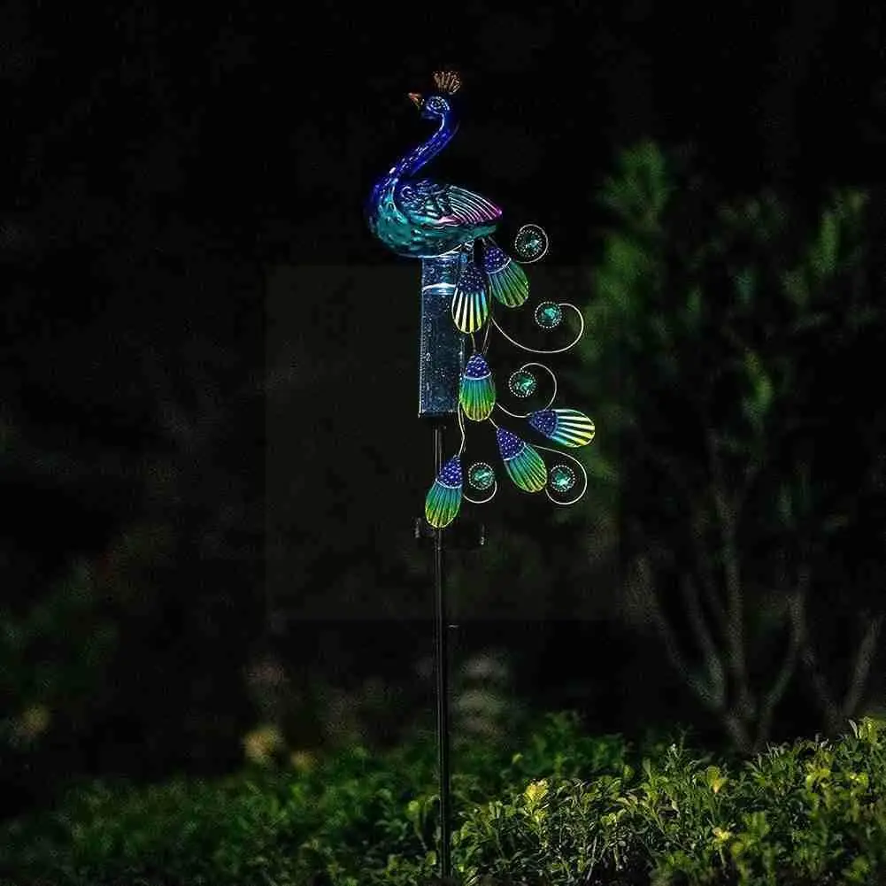 

Павлиний солнечный светильник с датчиком дождя Газон лампа винтажная форма Greensward лампа на солнечных батареях для Украшения павлина A1S8