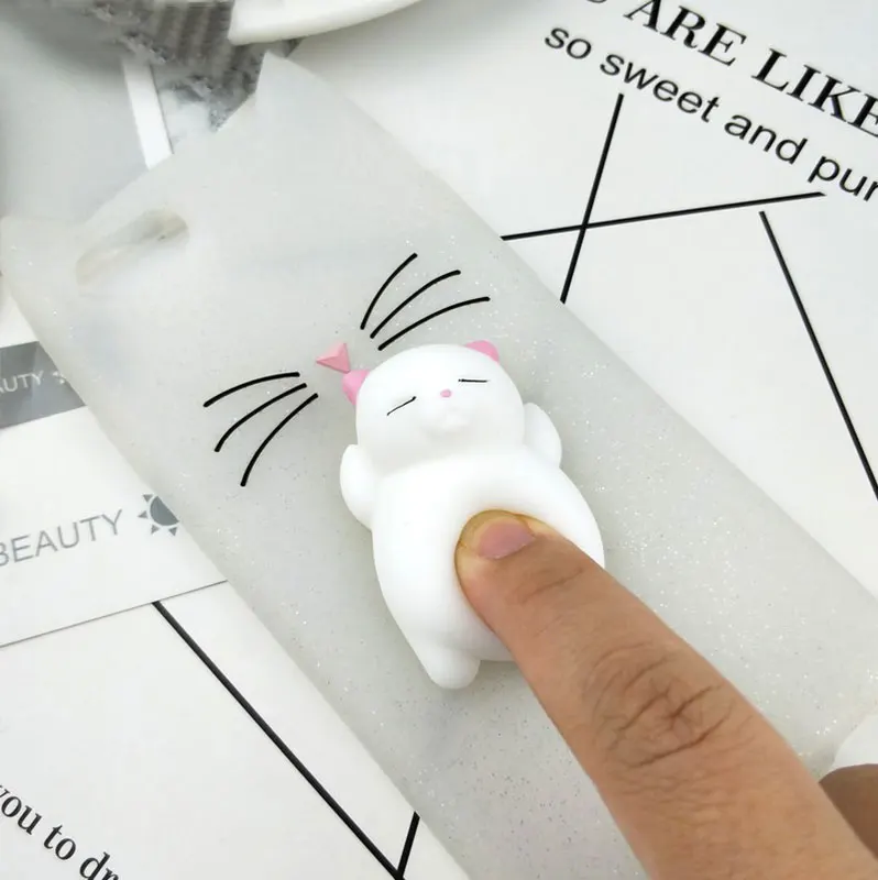 3D милый японский Блестящий бородатый чехол для iphone 6 6S 7 8 Plus X XR XS Max Squishy Cat