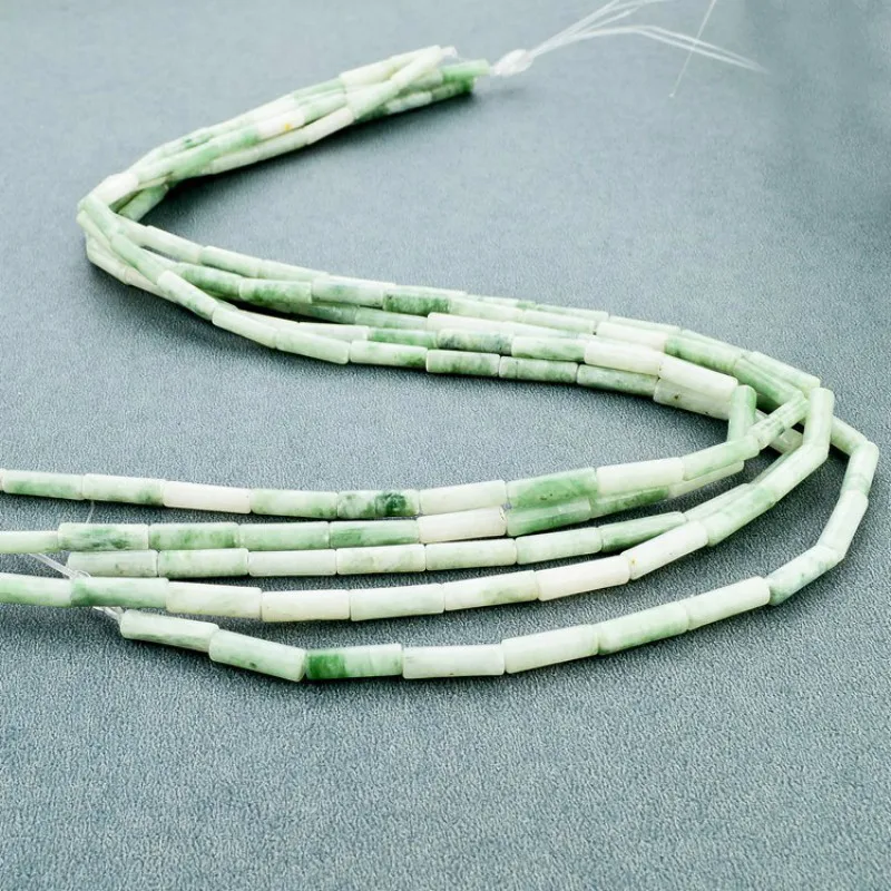 Natural rough 4*13mm cylindrical light green beads Beads for jewelry making Handmade DIY necklaces Bracelets Jewelry accessories | Украшения