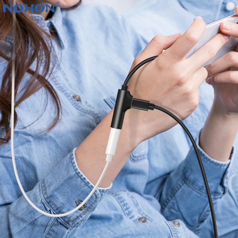 Nohon USB C type-C до 3,5 Jack адаптер для наушников для samsung huawei Oneplus 3,5 мм AUX шнур переключателя двойной разъем