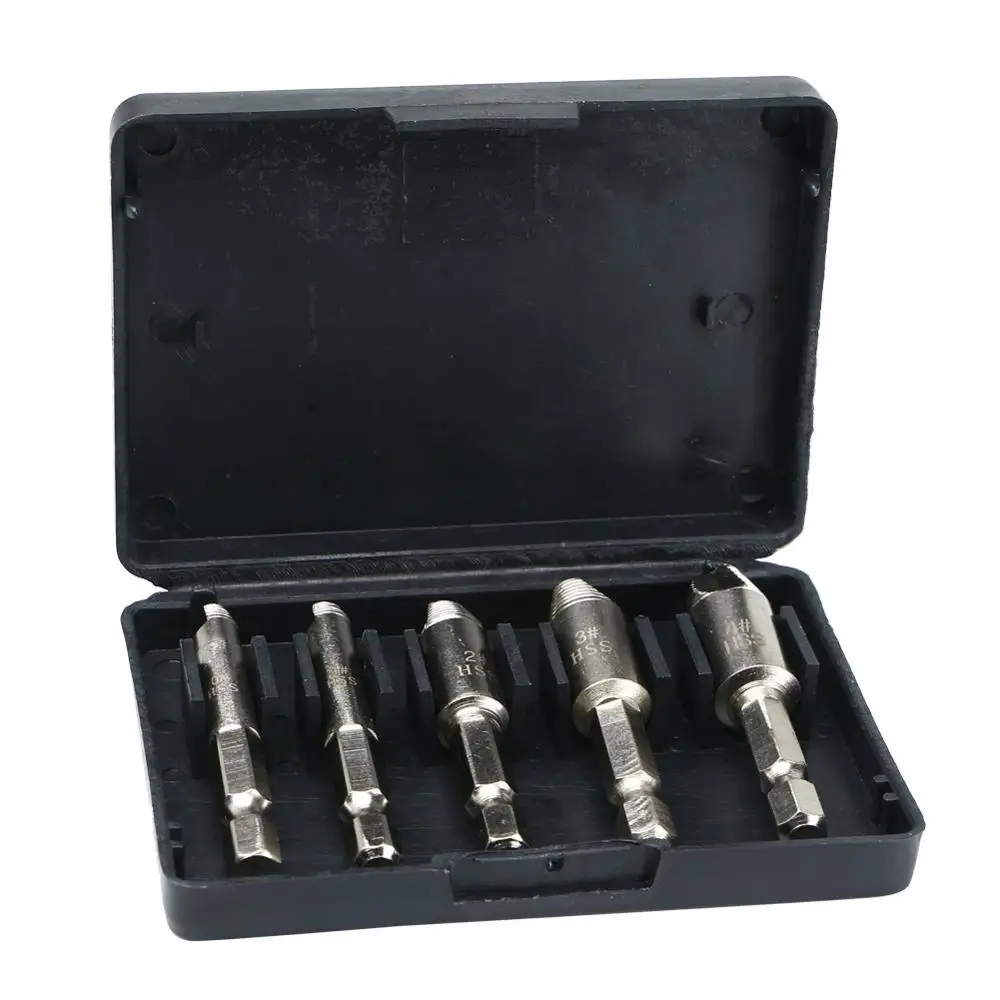 

Double combined drills side drill out damaged screw puller remover handymen broken screw stud removal tool kit 5pc with case